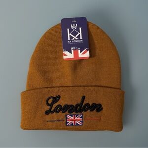 KK London Embroidered England Union Jack Flag Beanie Winter Hat Warm Snow NWT!
